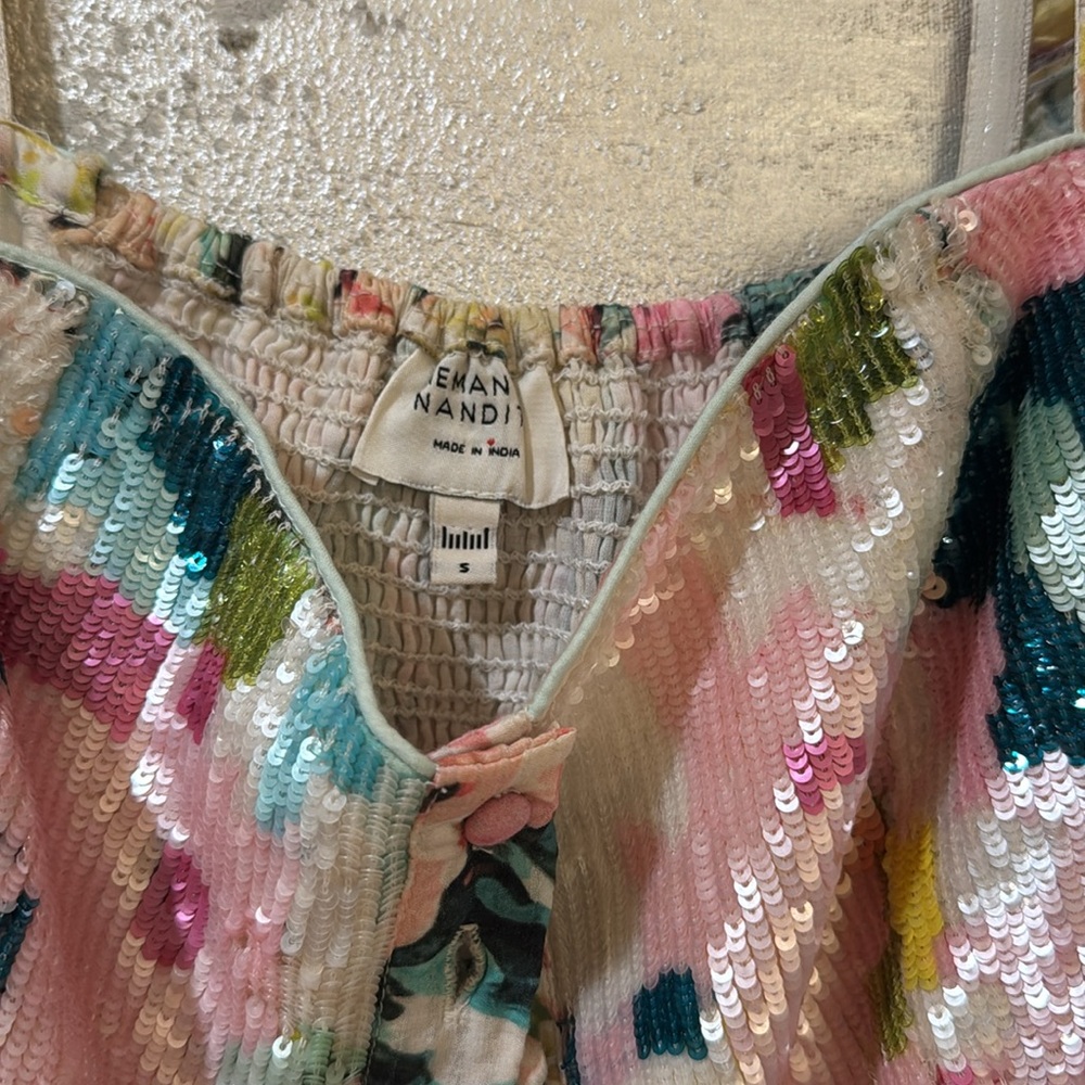 HEMANT & NANDITA Pink Floral Maxi Dress - Picture 3 of 5